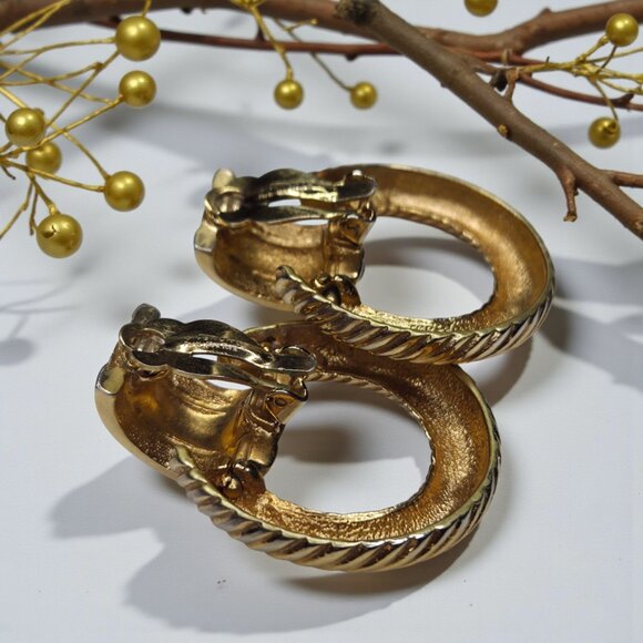 GIVENCHY Vintage 80's Chunky Jewels of India Mogul Twisted Doorknocker Earrings - Picture 4 of 6